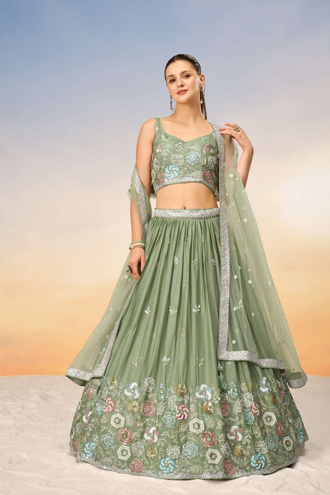 PL 6036 SERIES BY ASLIWHOLESALE DESIGNER FANCY GEORGETTE EMBROIDERY LEHENGAS