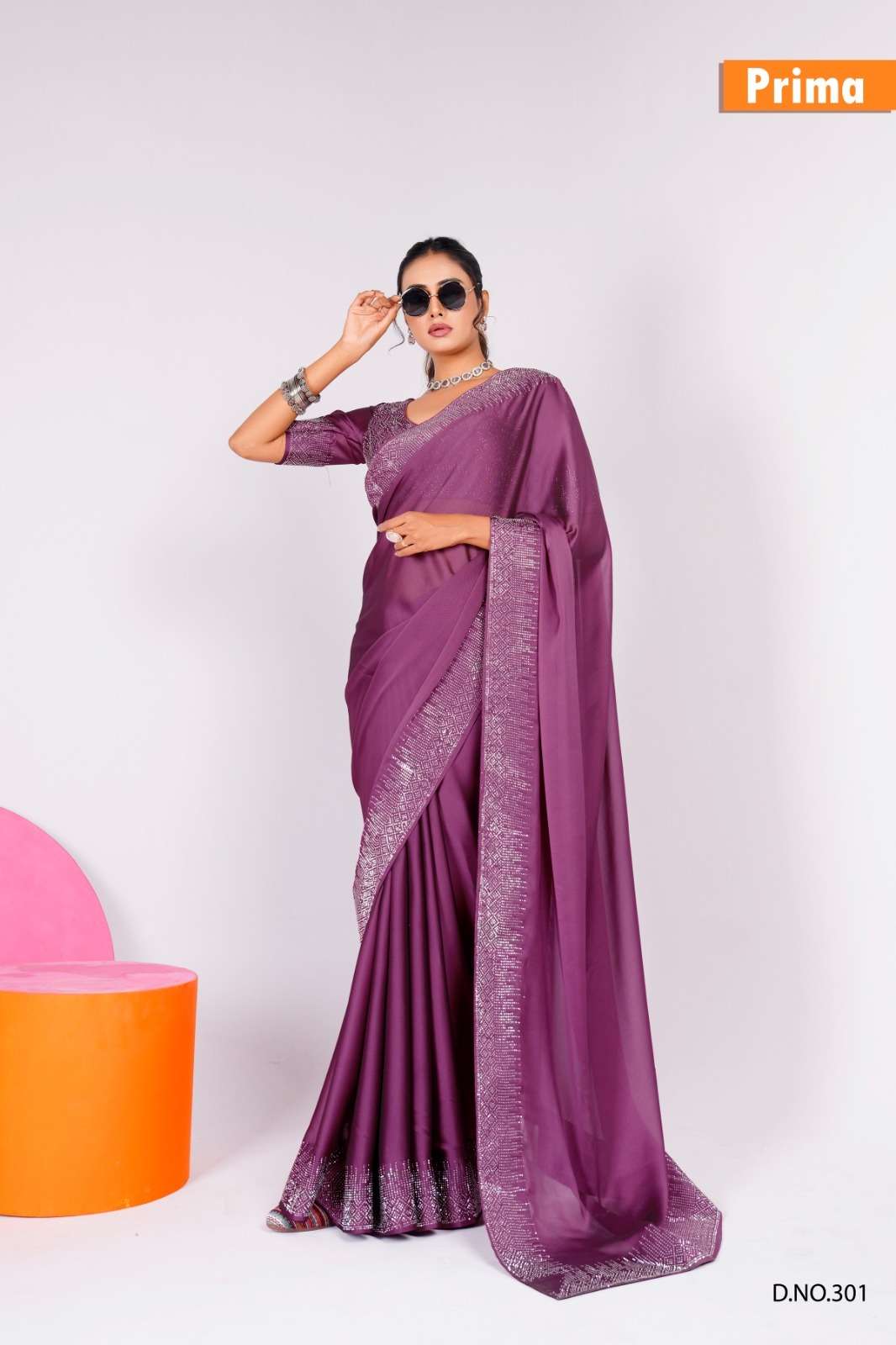 PRIMA VOL-03 BY ASLIWHOLESALE 301 TO 305 SERIES SOFT RANGOLI WORK SAREES