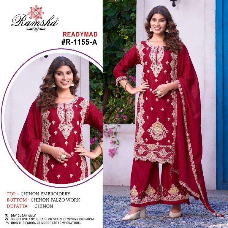 R-1155 COLOURS BY RAMSHA HEAVY EMBROIDERED CHINON PAKISTANI DRESSES