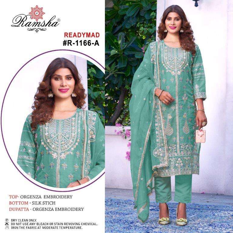 R-1166 COLOURS BY RAMSHA HEAVY EMBROIDERED ORGENZA PAKISTANI DRESSES