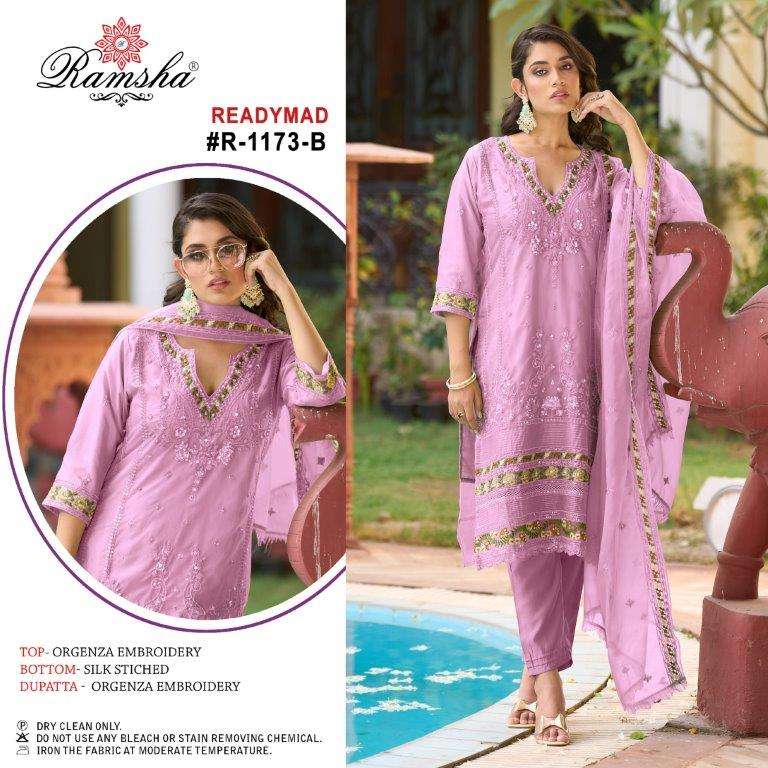 R-1173 COLOURS BY RAMSHA HEAVY EMBROIDERED ORGENZA PAKISTANI DRESSES