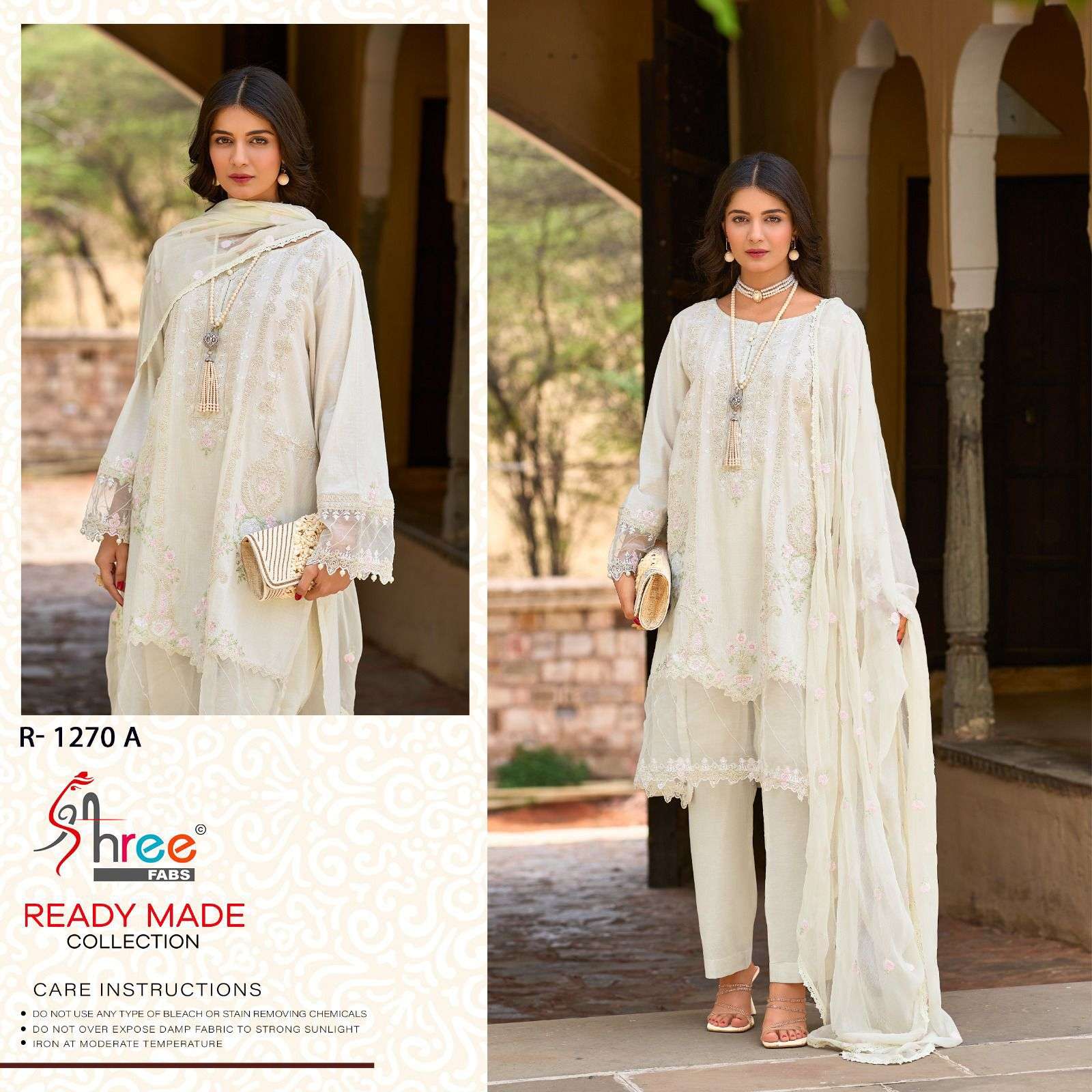 R-1270 COLOURS BY SHREE FABS HEAVY EMBROIDERED CAMBRIC COTTON DRESSES