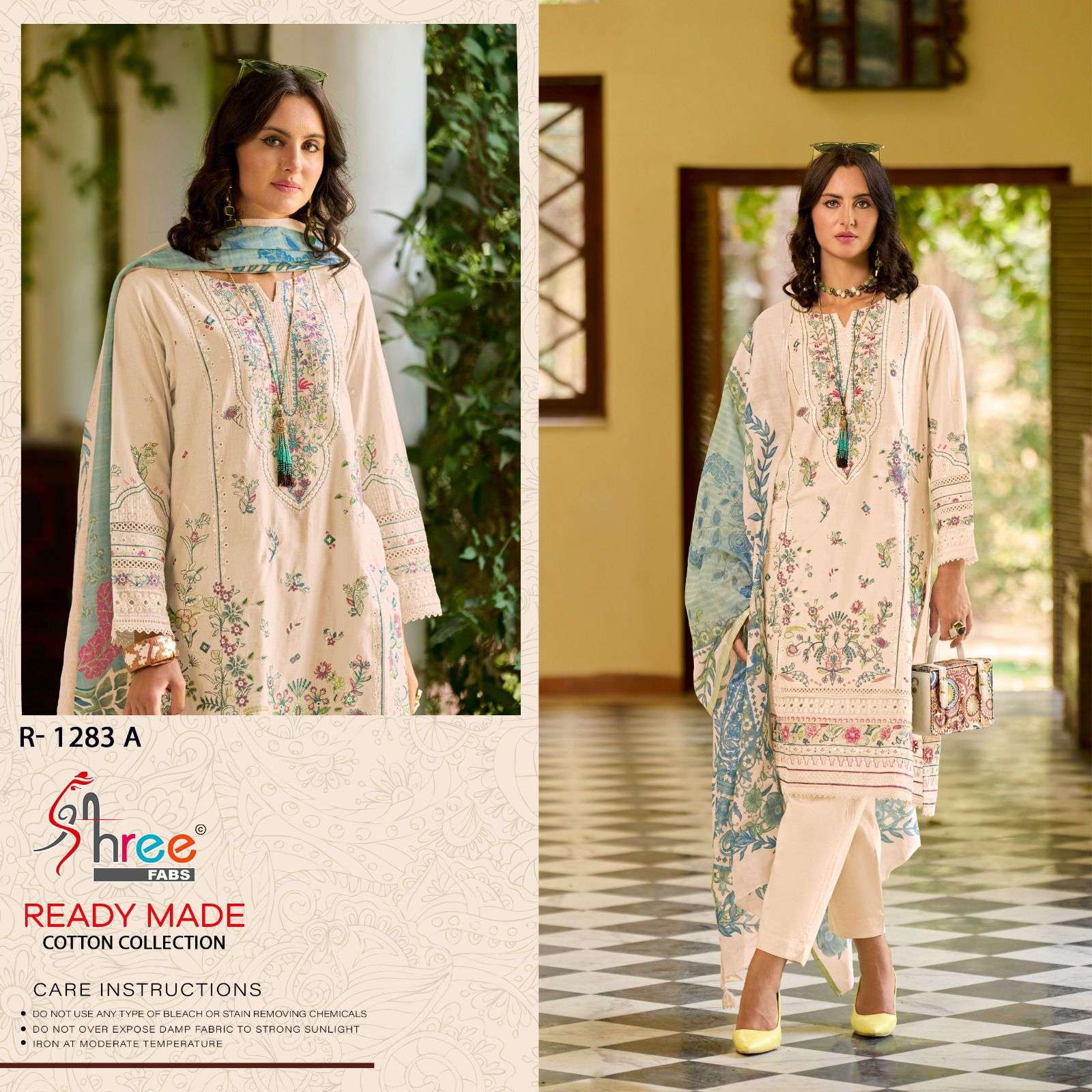 R-1283 COLOURS BY SHREE FABS HEAVY EMBROIDERED CAMBRIC COTTON DRESSES