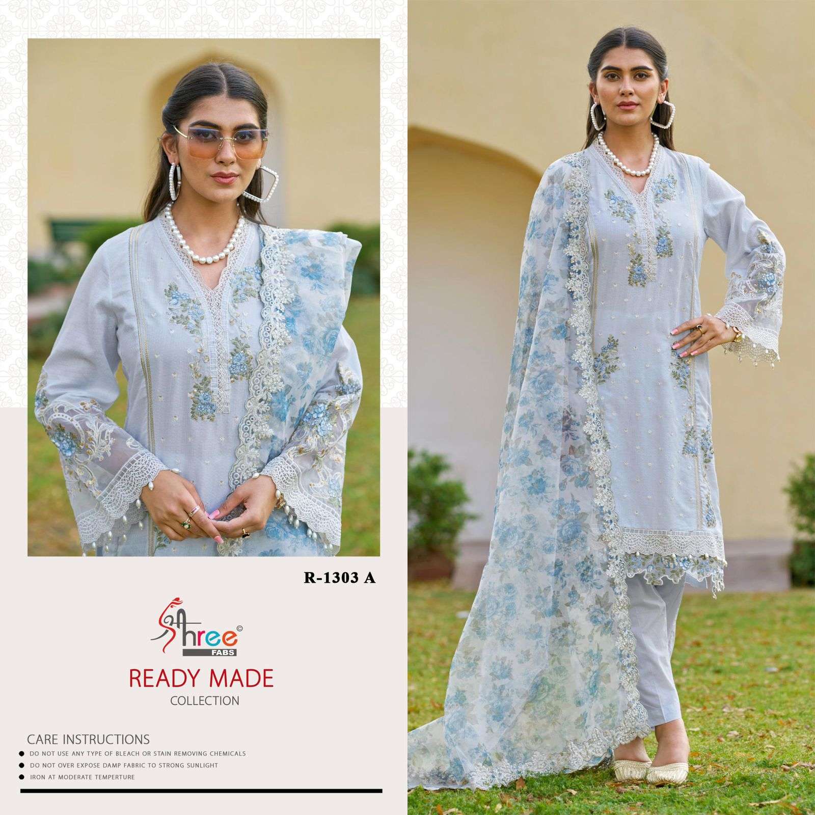 R-1303 COLOURS BY SHREE FABS HEAVY EMBROIDERED CAMBRIC COTTON DRESSES