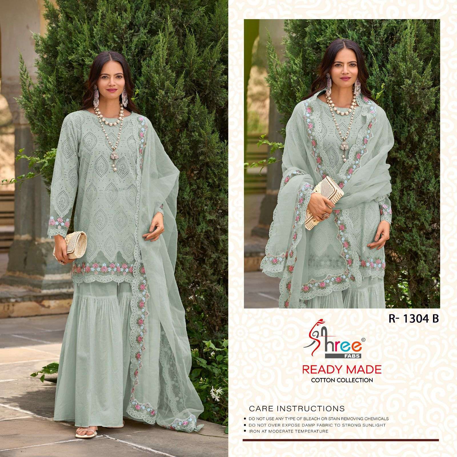 R-1304 COLOURS BY SHREE FABS HEAVY EMBROIDERED CAMBRIC COTTON DRESSES