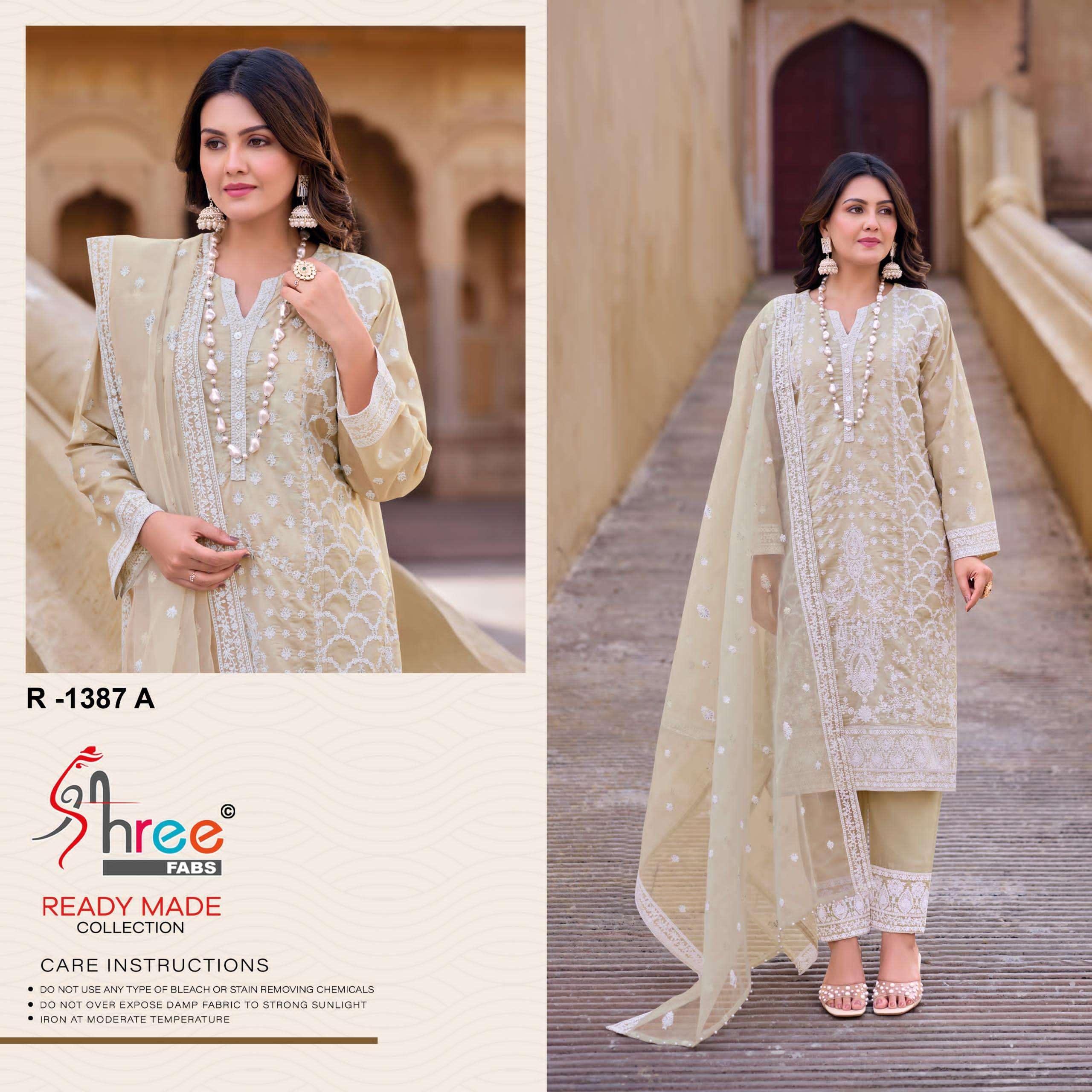 R-1387 COLOURS BY SHREE FABS HEAVY EMBROIDERED CAMBRIC COTTON DRESSES