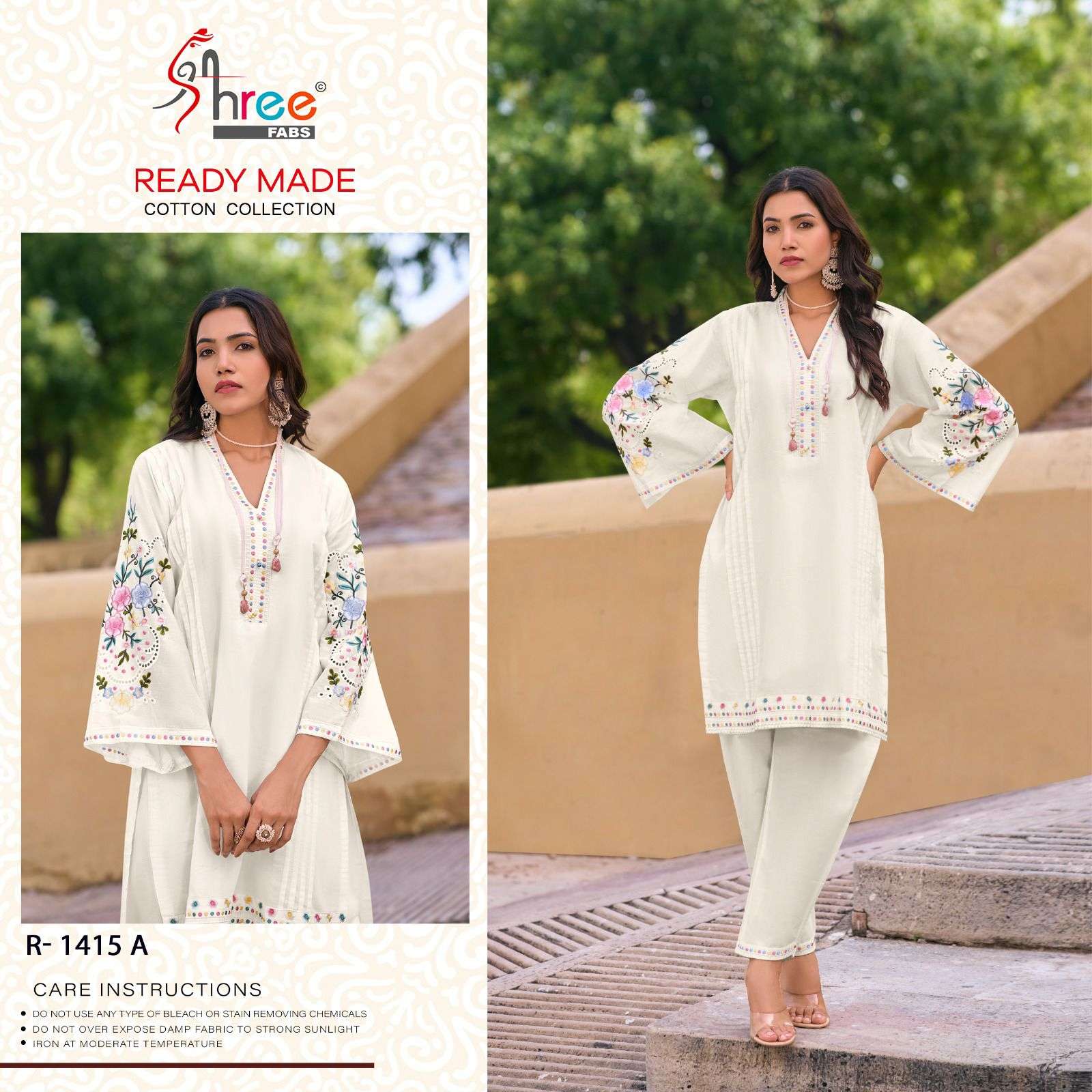 R-1415 COLOURS BY SHREE FABS HEAVY EMBROIDERED CAMBRIC COTTON DRESSES