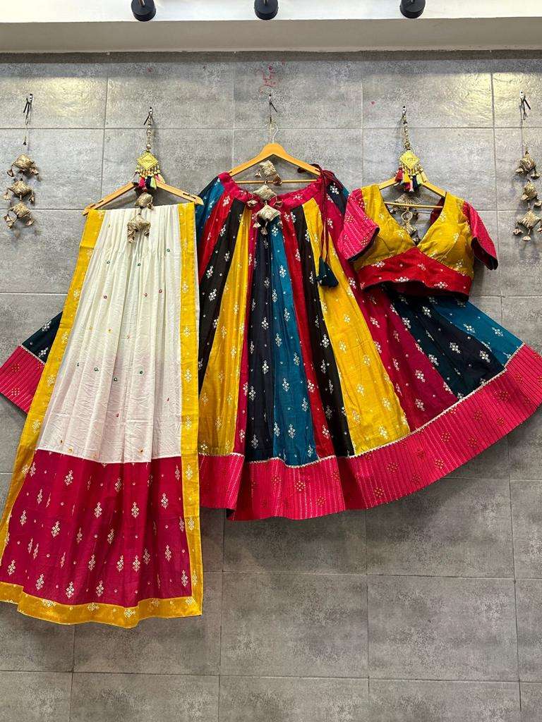 R-7064 BY ASLIWHOLESALE DESIGNER FANCY ART SILK NAVRATRI LEHENGAS