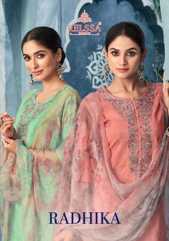 RADHIKA BY RELSSA DESIGNER HEAVY COTTON EMBROIDERED DIGITAL PRINT DRESSES