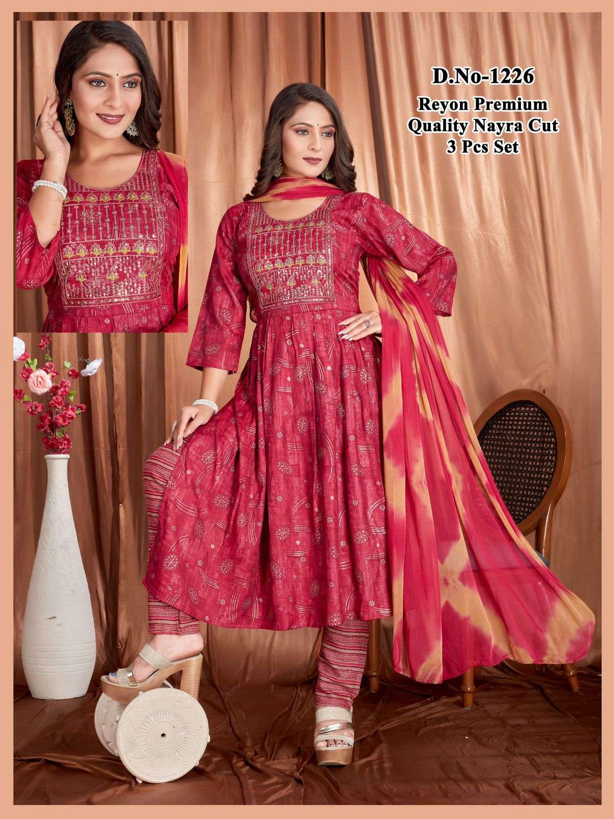 RIBHA BY ASLIWHOLESALE 1001 TO 1008 SERIES DESIGNER FACNY RAYON PRINT DRESSES