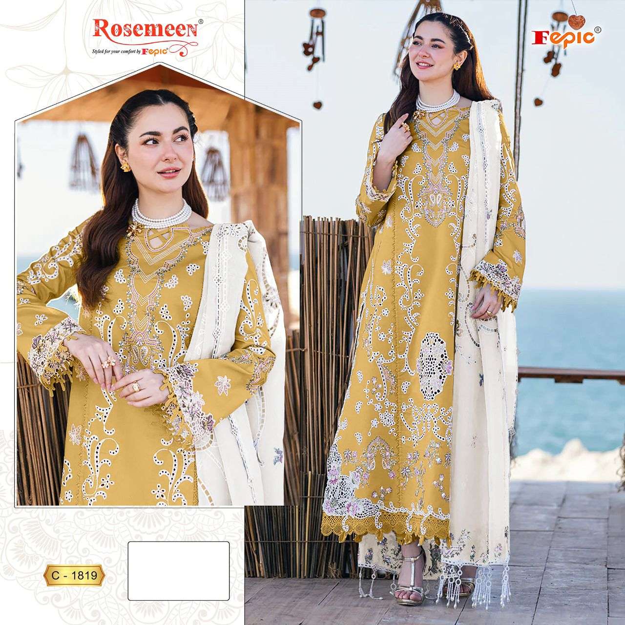 ROSEMEEN C-1819 COLOURS BY FEPIC DESIGNER RAYON EMBROIDERY DRESSES