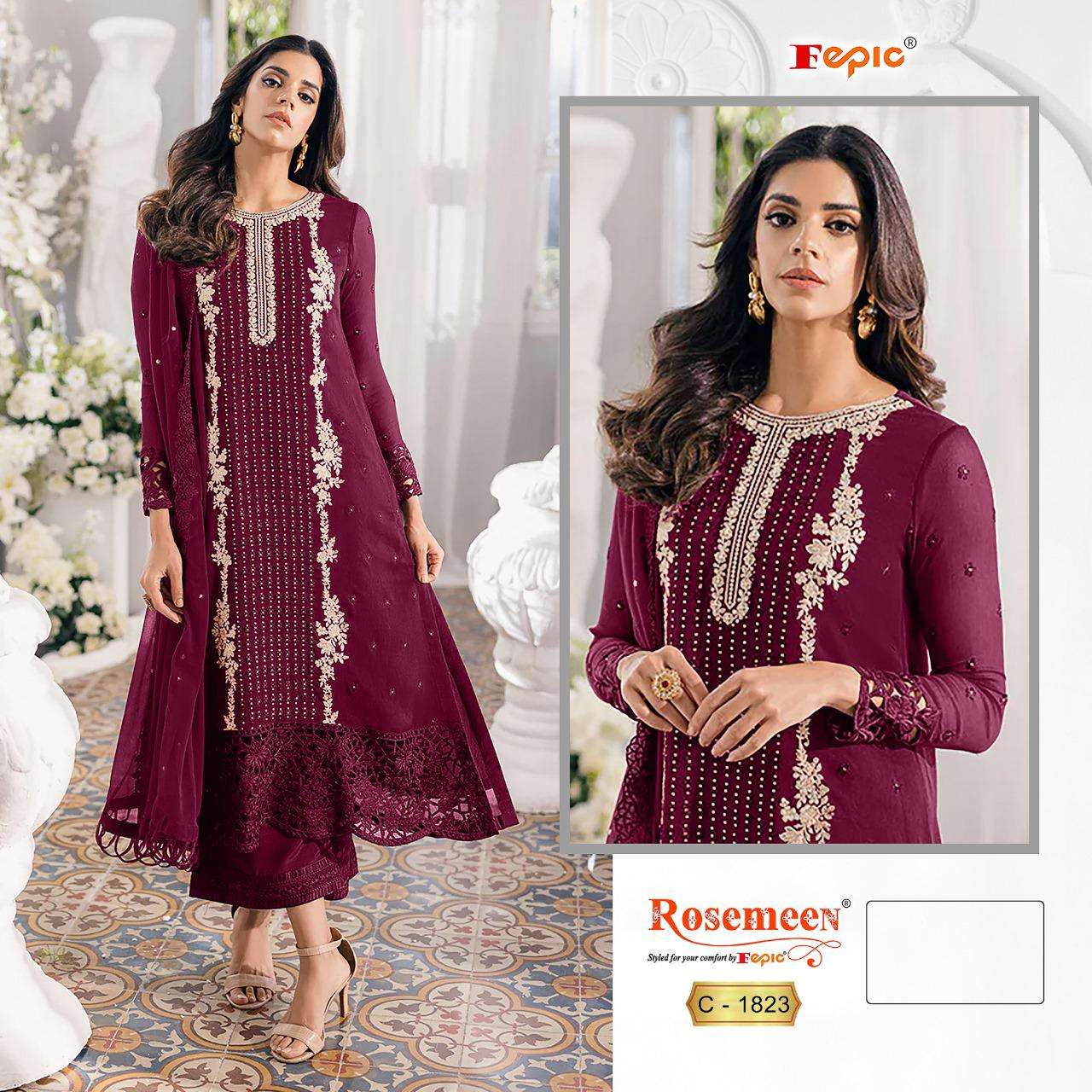 ROSEMEEN C-1823 COLOURS BY FEPIC DESIGNER GEORGETTE EMBROIDERY DRESSES