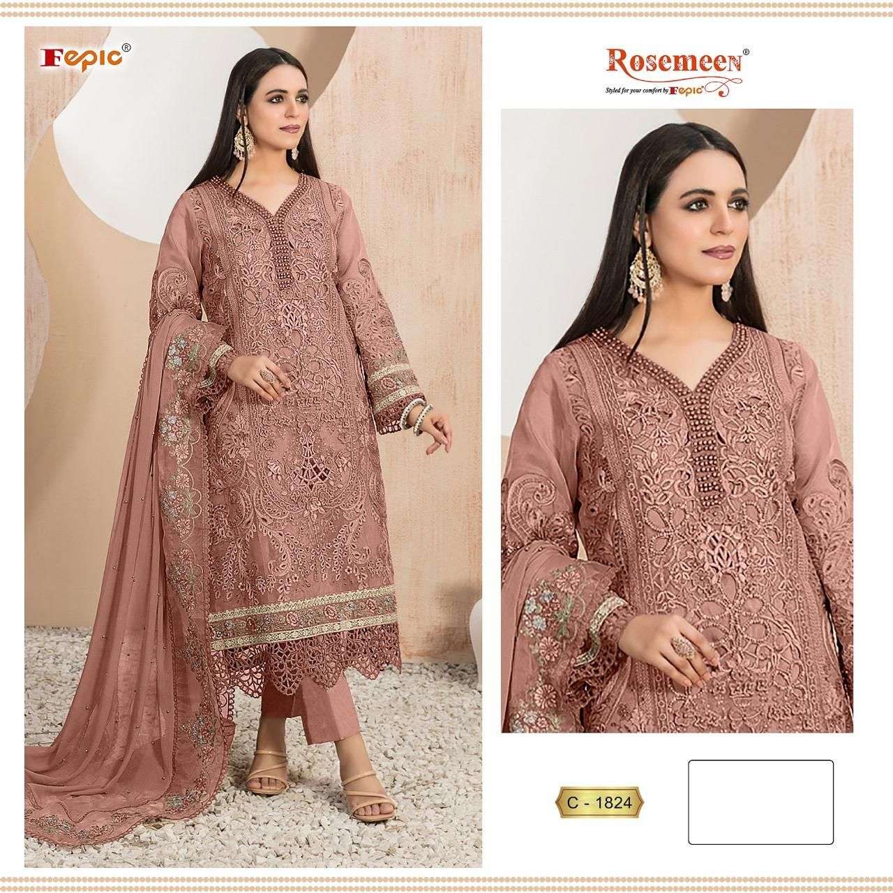 ROSEMEEN C-1824 COLOURS BY FEPIC DESIGNER ORGANZA EMBROIDERY DRESSES