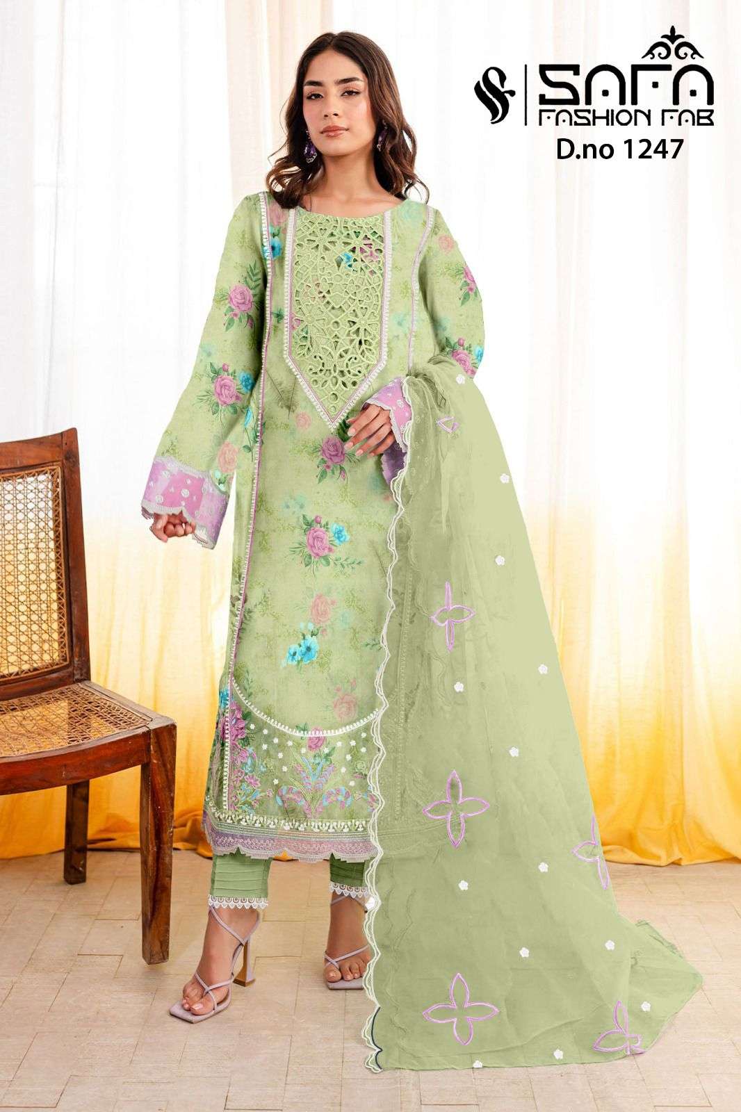 SAFA 1247 BY SAFA FASHION HUB DESIGNER ORGANZA STITCHED PAKISTANI DRESSES