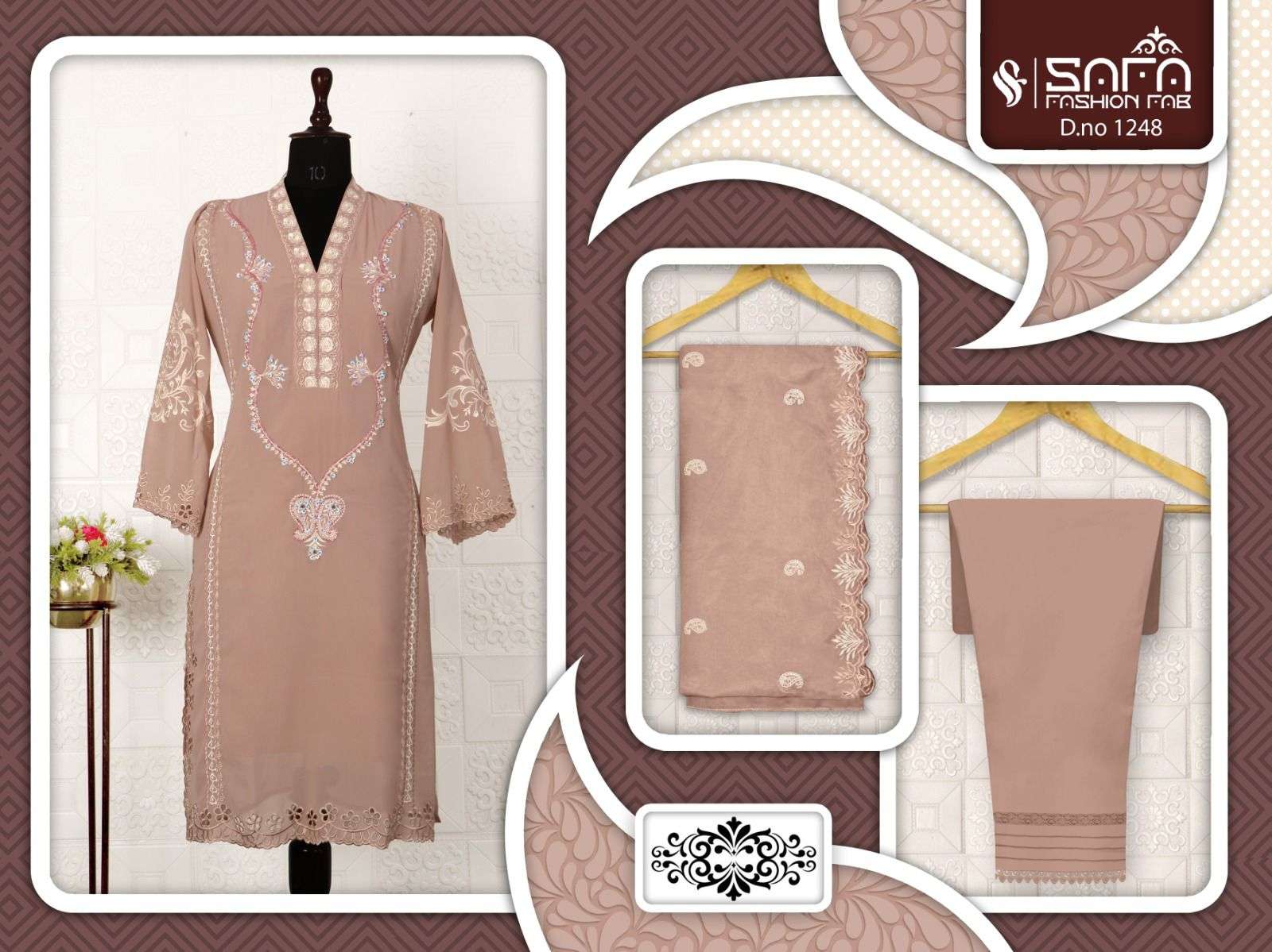 SAFA 1248 BY SAFA FASHION HUB DESIGNER GEORGETTE STITCHED PAKISTANI DRESSES