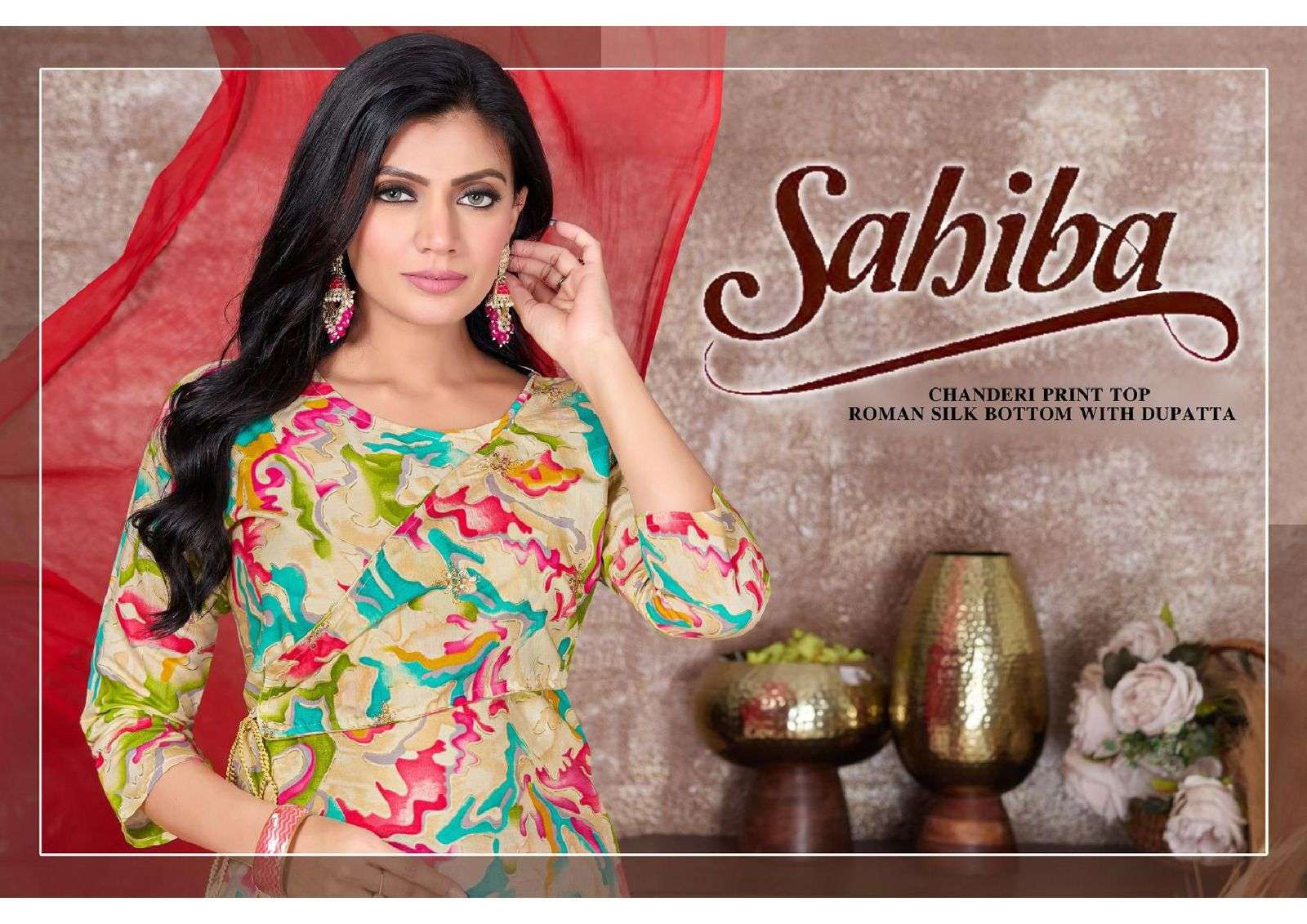 SAHIBA BY ASLIWHOLESALE DESIGNER FACNY CHANDERI PRINT DRESSES