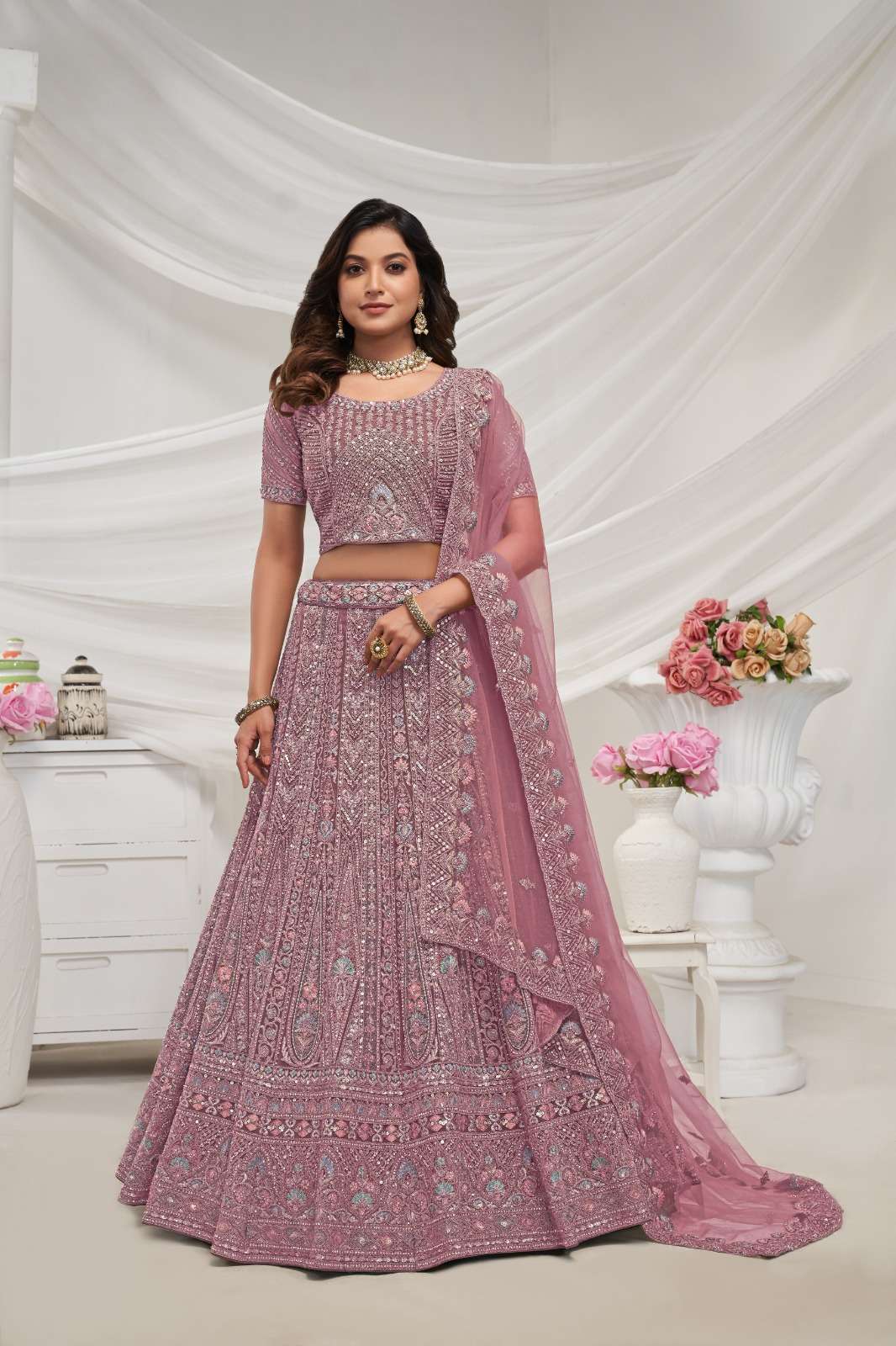 SAKSHI VOL-13 BY ASLIWHOLESALE FANCY SOFT NET EMBROIDERY LEHENGAS