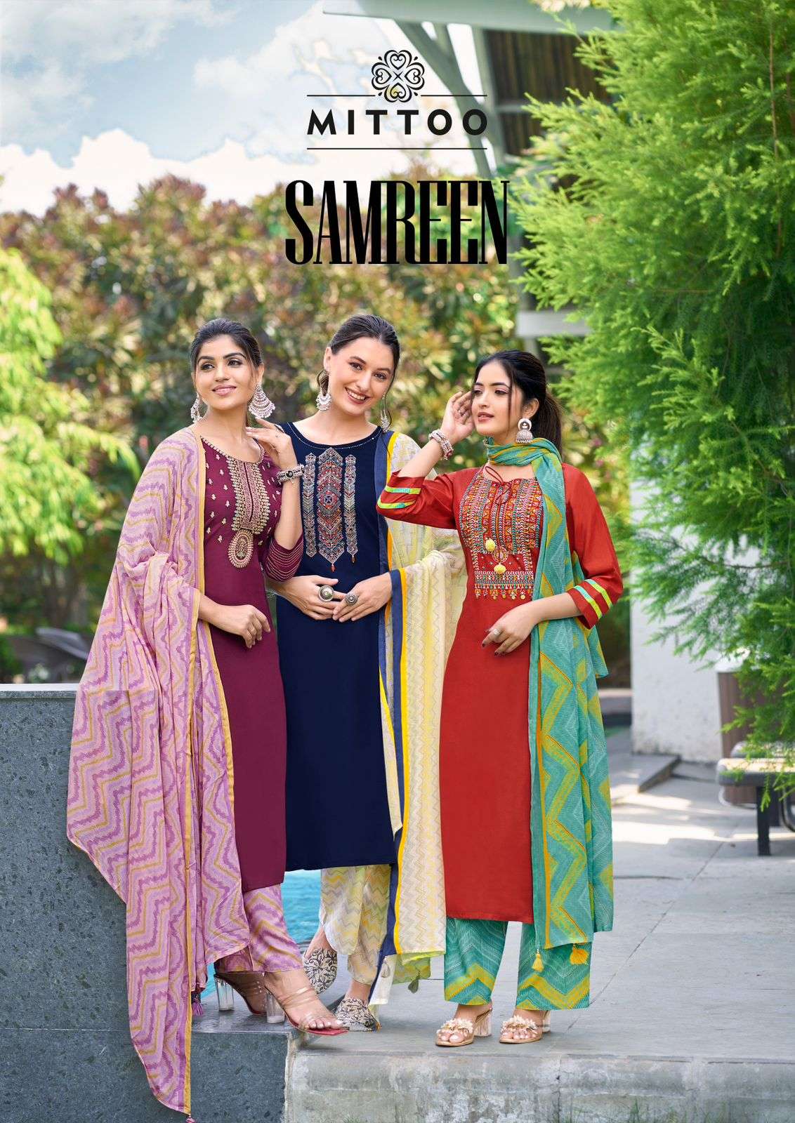 SAMREEN BY MITTOO 1001 TO 1006 SERIES FANCY RAYON PRINTED DRESSES