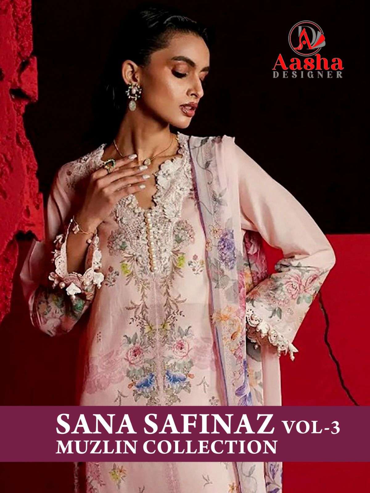 SANA SAFINAZ VOL-3 BY AASHA DESIGNER HEAVY COTTON SELF EMBROIDERY DRESSES