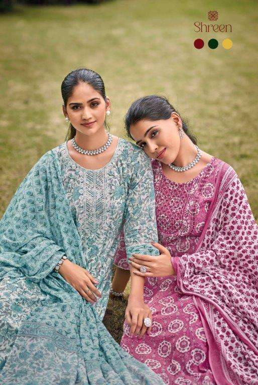 SHREEN GUNGUN VOL-01 BY ASLIWHOLESALE DESIGNER FACNY COTTON PRINT DRESSES