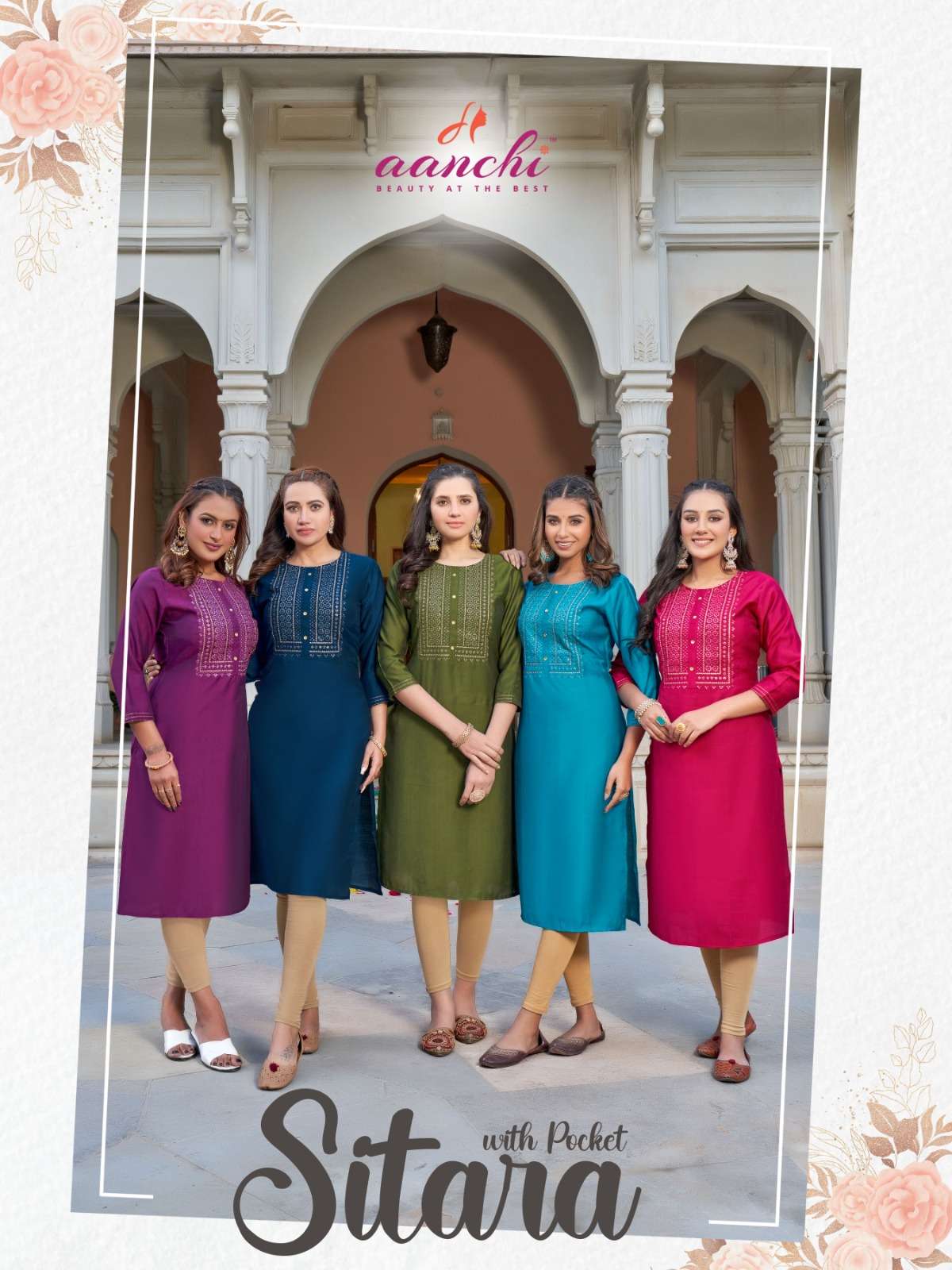 SITARA BY AANCHI 1001 TO 1006 SERIES LIVA FANCY EMBROIDERY KURTIS