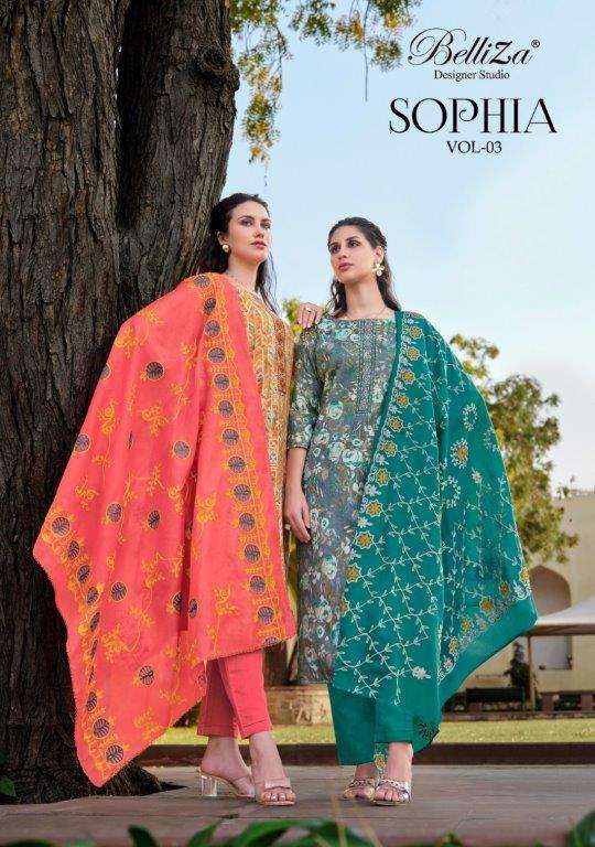 SOPHIA VOL-03 BY BELLIZA 905-001 TO 905-008 SERIES COTTON DIGITAL PRINT DRESSES