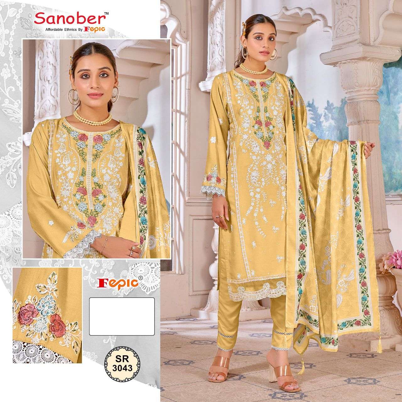 SR-3043 COLOURS BY FEPIC DESIGNER RAYON EMBROIDERED PAKISTANI DRESSES