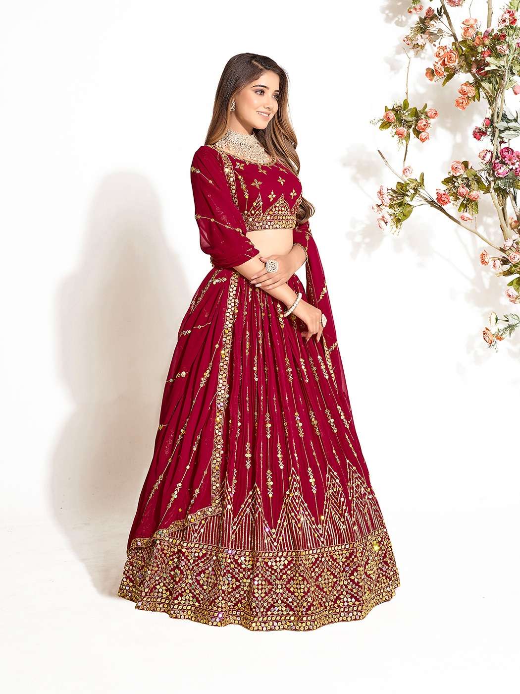 SS-156-3224 BY ASLIWHOLESALE INDIAN DESIGNER GEORGETTE WORK LEHENGAS