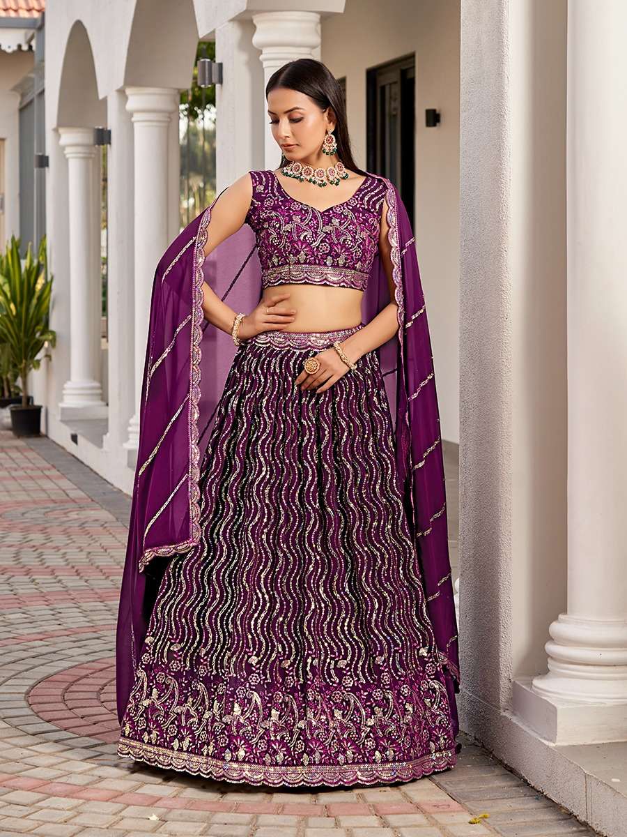 SS-156-3243 BY ASLIWHOLESALE INDIAN DESIGNER GEORGETTE WORK LEHENGAS