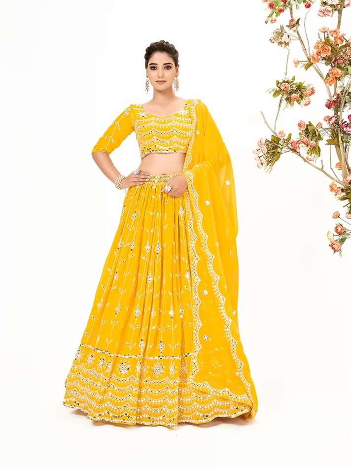 SS-157-3209 BY ASLIWHOLESALE INDIAN DESIGNER GEORGETTE WORK LEHENGAS