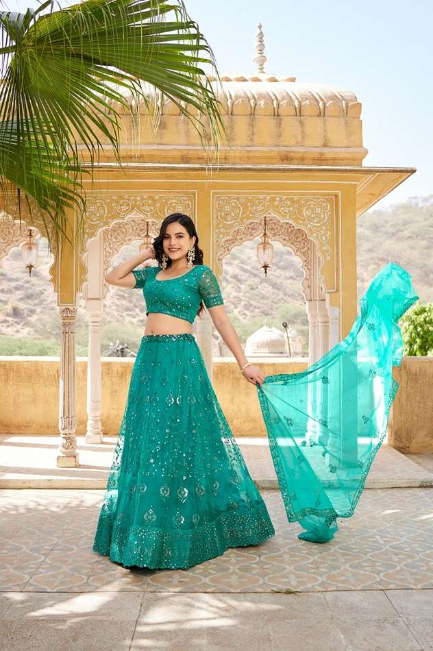 SS-158-1881 BY ASLIWHOLESALE INDIAN DESIGNER NET WORK LEHENGAS