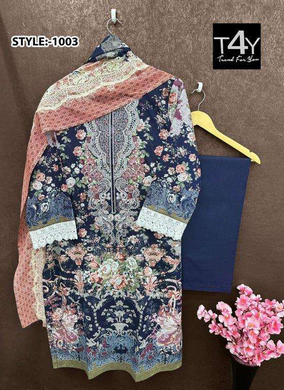 STYLE-1003 BY ASLIWHOLESALE DESIGNER FACNY LAWN COTTON  PRINT DRESSES