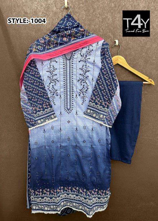 STYLE-1004 BY ASLIWHOLESALE DESIGNER FACNY LAWN COTTON  PRINT DRESSES