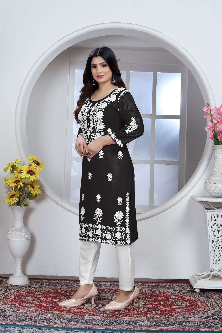 SUI DHAGA BY ASLIWHOLESALE DESIGNER FACNY RAYON CHIKANKARI WORK KURTIS 