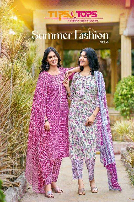 SUMMER FASHION VOL-06 BY TIPS & TOPS 101 TO 106 SERIES HEAVY COTTON SLUB DRESSES