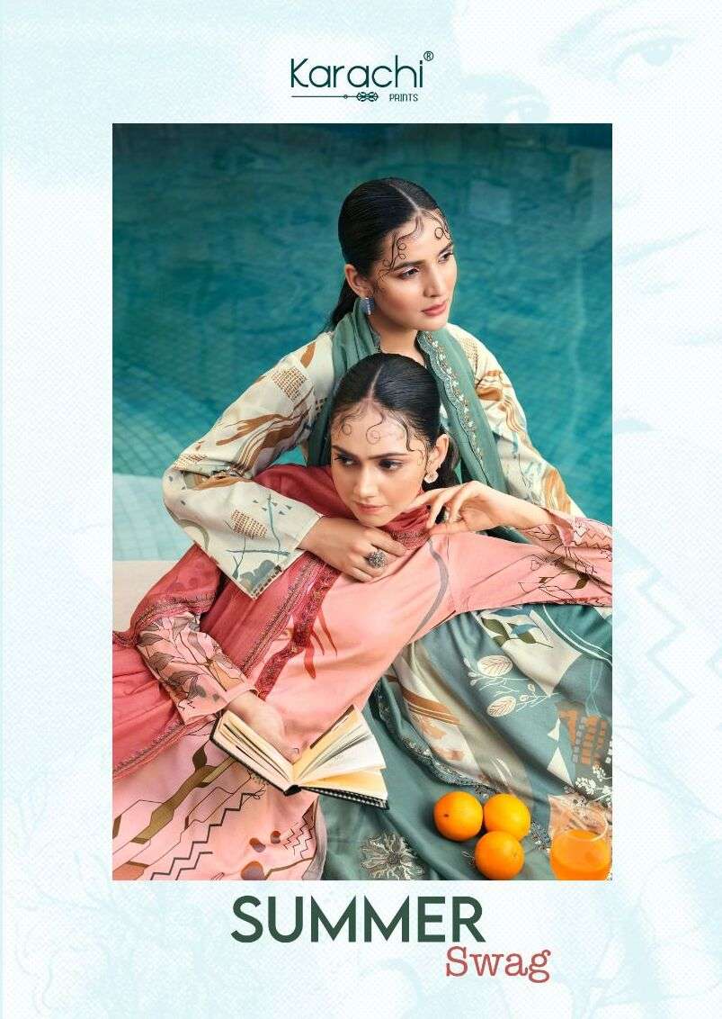 SUMMER SWAG BY KARACHI PRINTS 1001 TO 1004 SERIES PURE JAM SATIN DRESSES