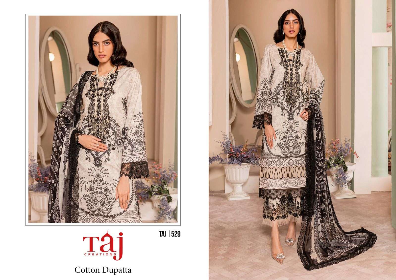 TAJ 529 HIT DESIGN BY TAJ CREATIONS DESIGNER HEAVY COTTON PRINT DRESSES