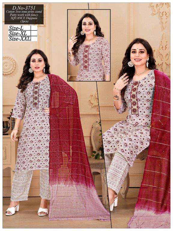 TEENA VOL-01 BY ASLIWHOLESALE DESIGNER FACNY TWO TONE COTTON PRINT DRESSES