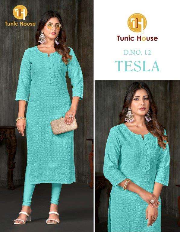 TESLA BY TUNIC HOUSE 01 TO 12 SERIES VISCOSE RAYON HANDWORK KURTIS