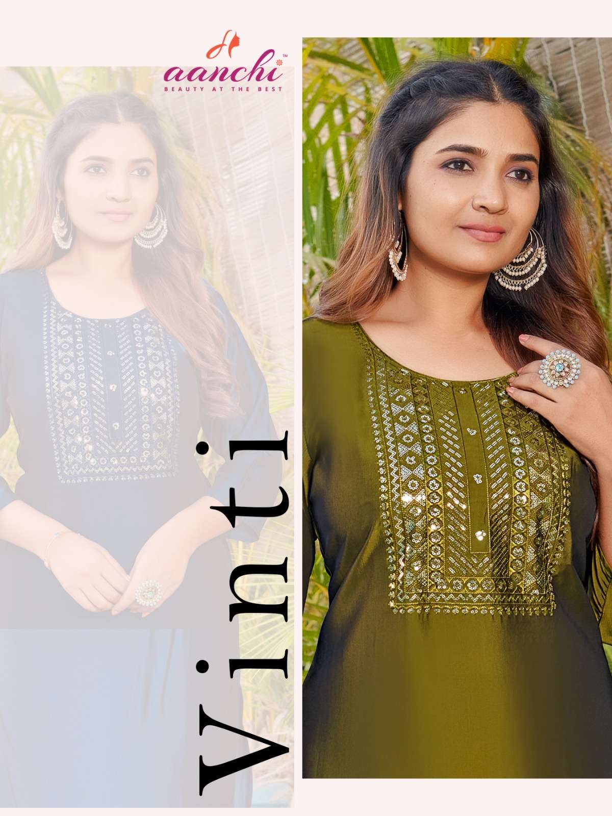 VINTI BY AANCHI 1001 TO 1005 SERIES RANGILA FANCY EMBROIDERY KURTIS