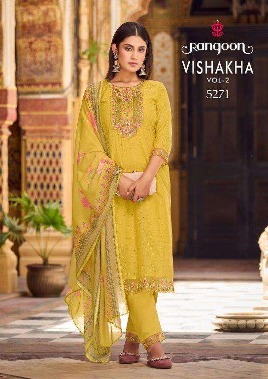 VISHAKHA VOL-02 BY RANGOON 5271 TO 5276 SERIES HEAVY FANCY COTTON WORK DRESSES