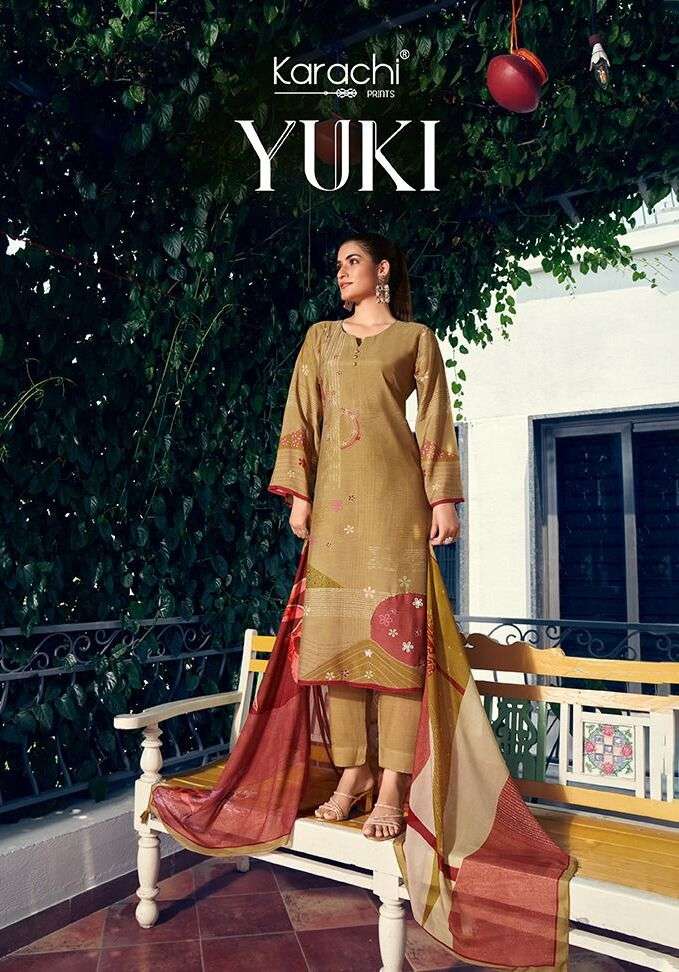 YUKI BY KARACHI PRINTS 1001 TO 1004 SERIES PURE MUSLIN PRINTED DRESSES