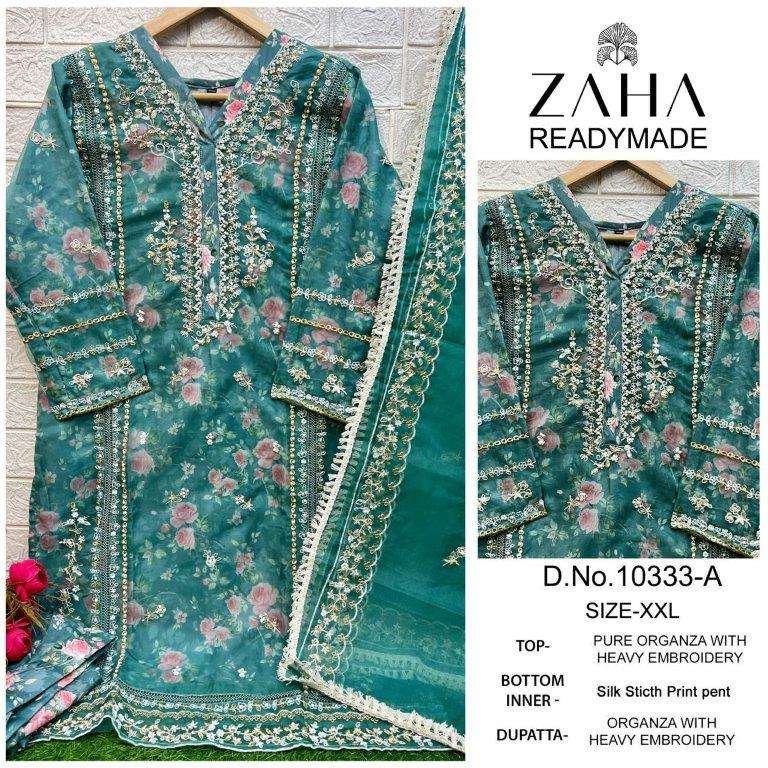 ZAHA 10333 NX BY ZAHA DESIGNER ORGANZA EMBROIDERED PAKISTANI DRESSES