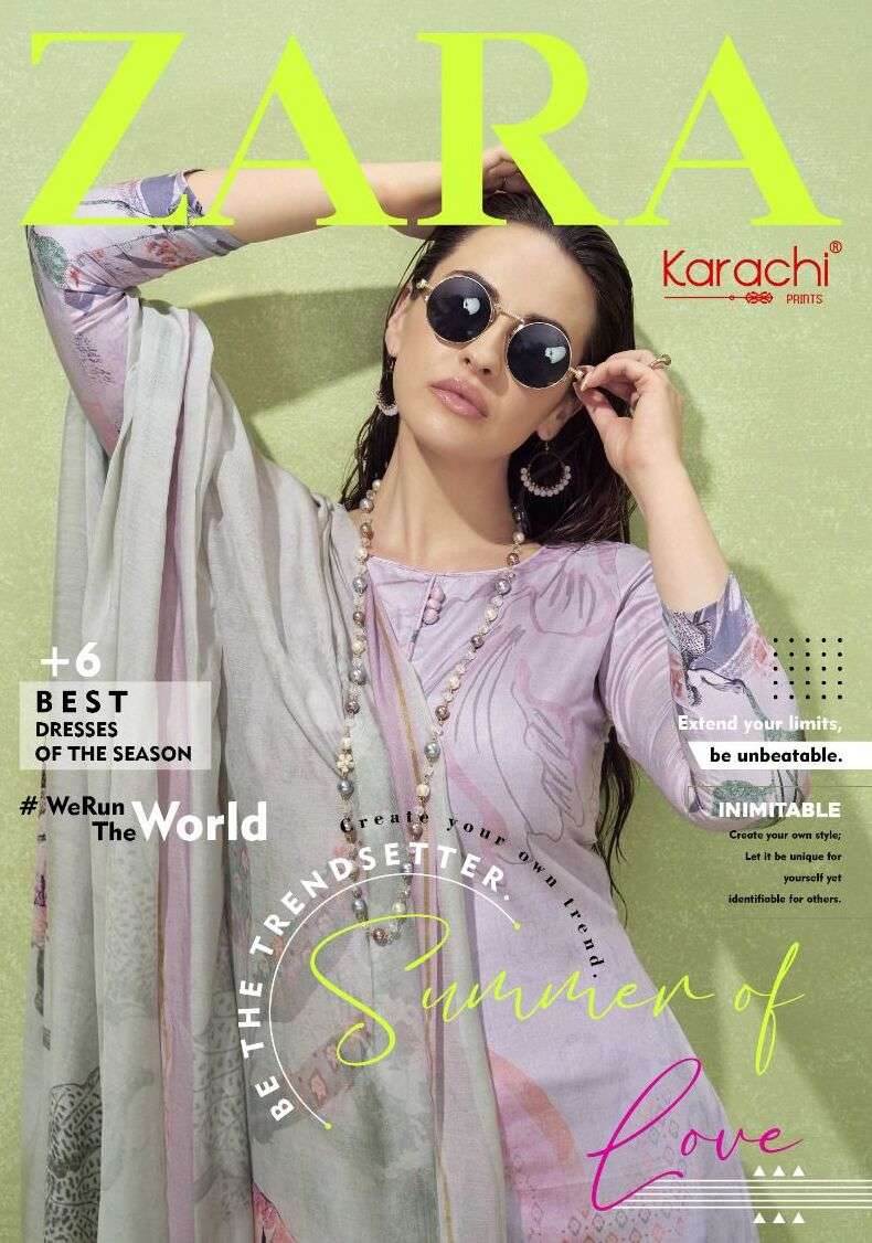 ZARA BY KARACHI PRINTS 40001 TO 40006 SERIES PURE CAMBRIC PRINTED DRESSES