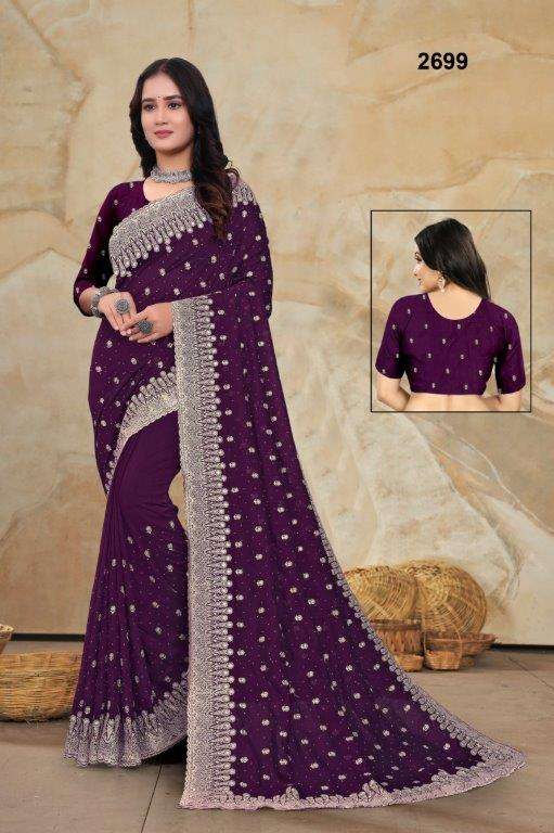 2699 COLOUR BY ASLIWHOLESALE DESIGNER PURE VICHITRA SILK EMBROIDERY SAREES