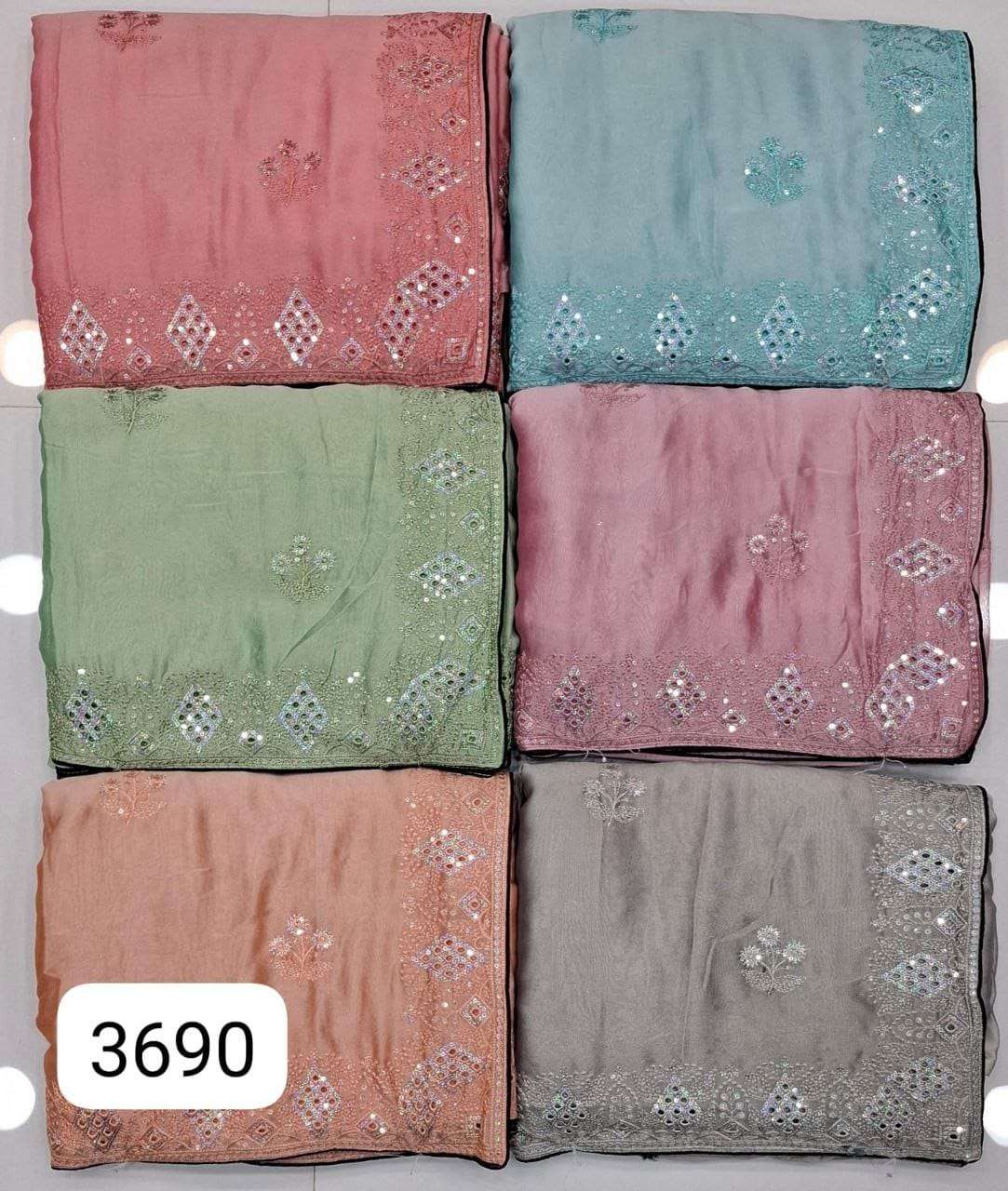 3690 COLOUR BY ASLIWHOLESALE DESIGNER SOFT FANCY RANGOLI SILK WORK SAREES