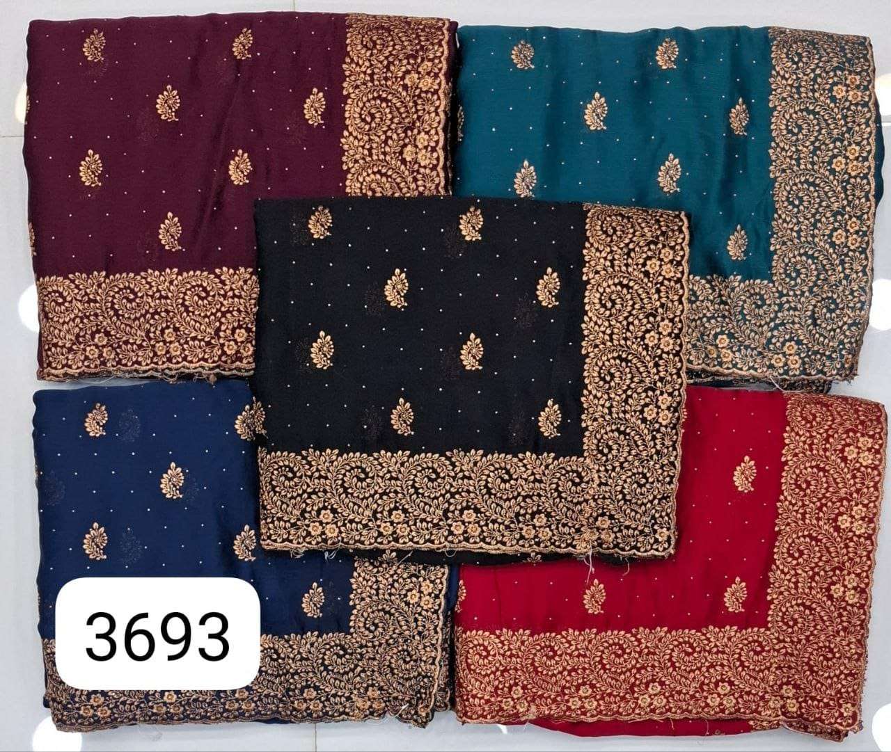 3693 COLOUR BY ASLIWHOLESALE DESIGNER SOFT FANCY SATIN WORK SAREES