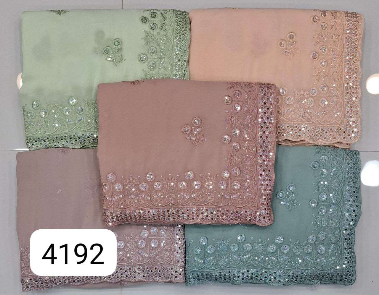 4192 COLOUR BY ASLIWHOLESALE DESIGNER SOFT FANCY 60 GRAM WORK SAREES