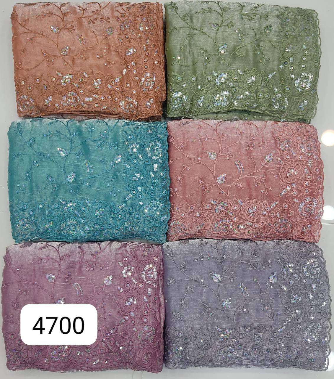 4700 COLOUR BY ASLIWHOLESALE DESIGNER PURE FANCY EMBROIDERY SAREES