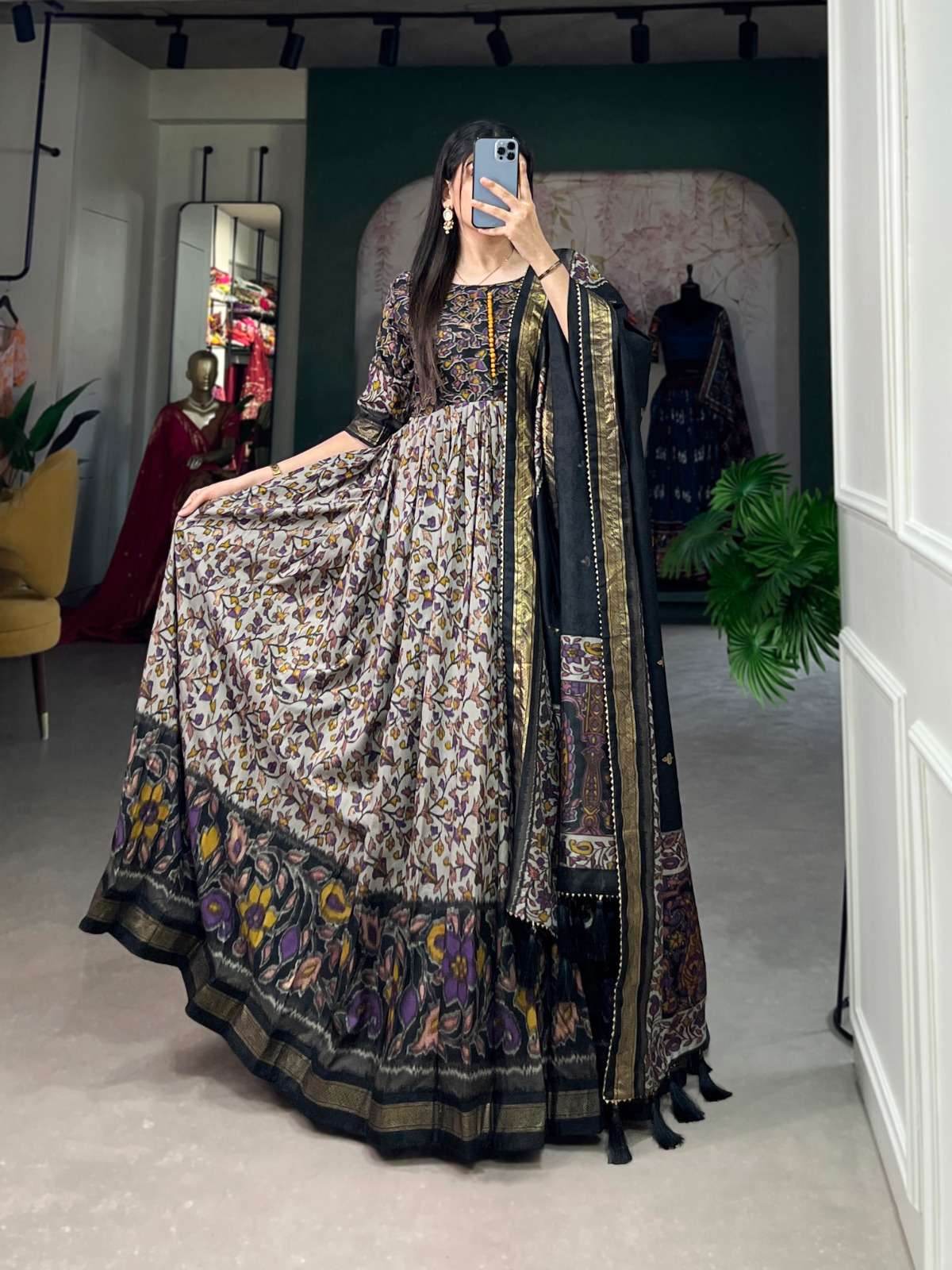 5036 COLOURS BY ASLIWHOLESALE DESIGNER FANCY TUSSER SILK PRINTED GOWNS